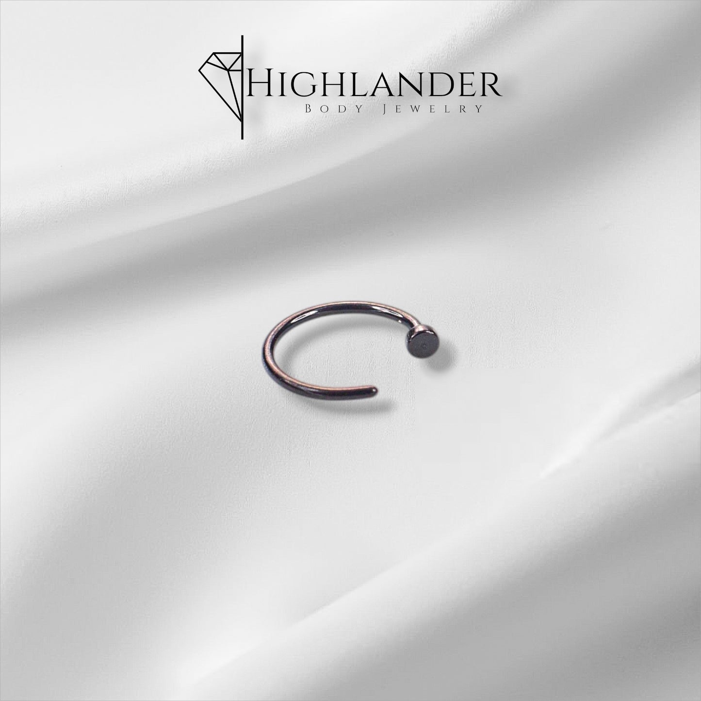 Black Flat End Nose Hoop