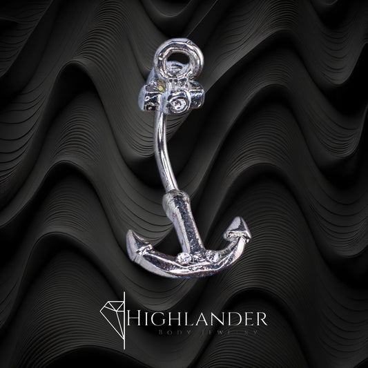 Anchor with Clear CZ Eyebrow Curved Barbell