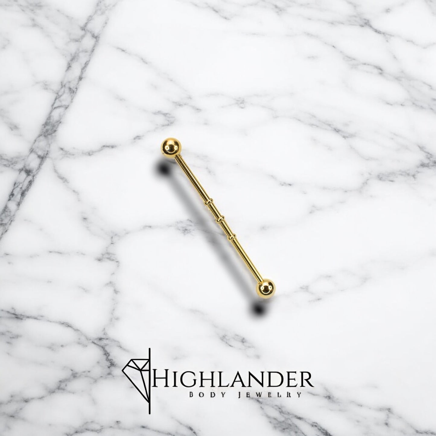 Gold Triple Banded Industrial Barbell