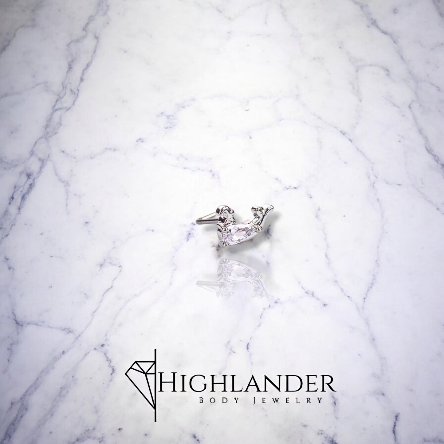 Clear CZ Whale Nose Stud