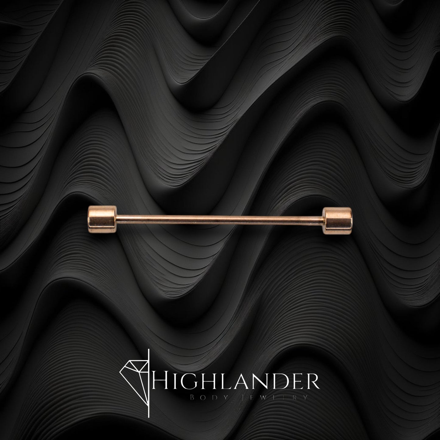 Rose Gold IP Cylinder Ends Industrial Barbell