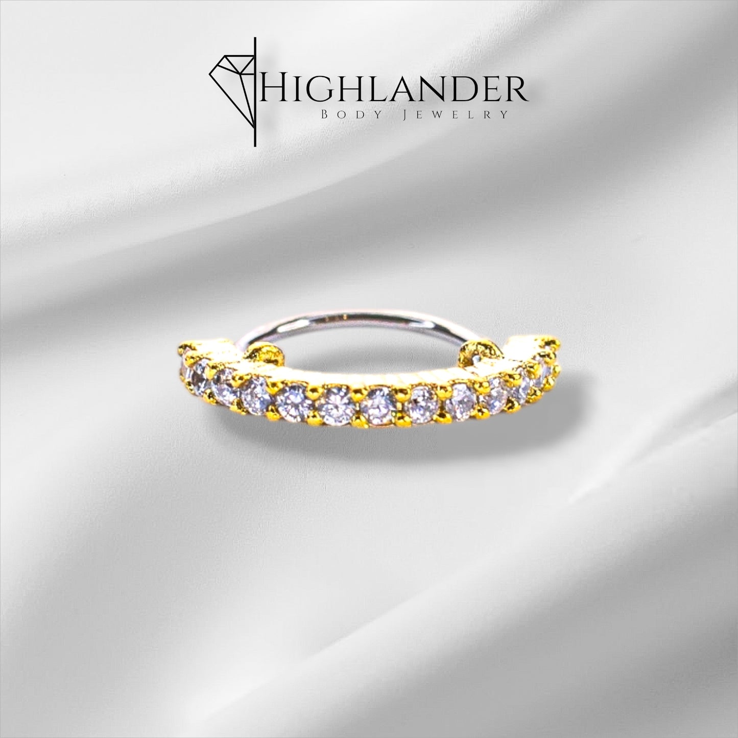 Gold Clear CZ Lined Nose Hoop