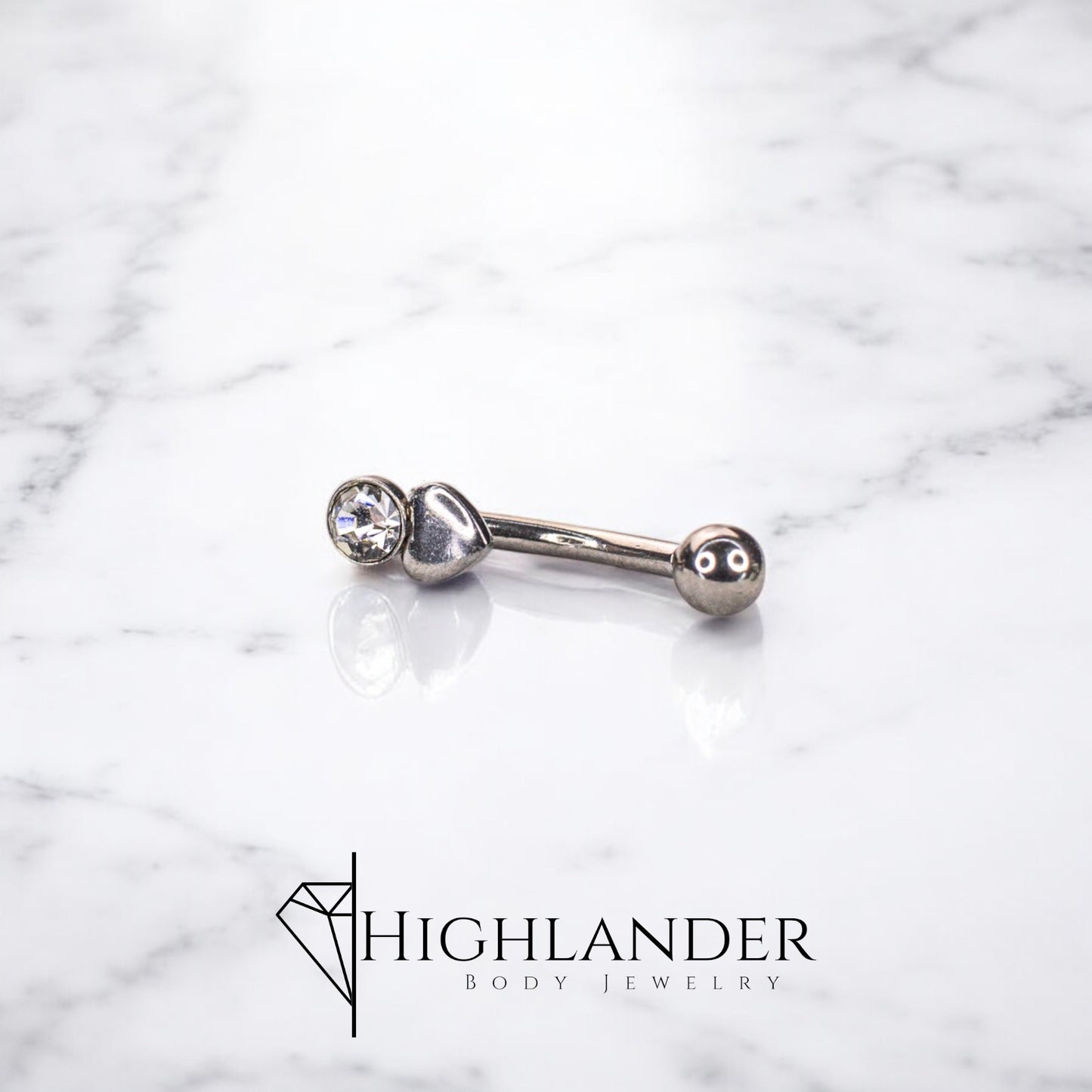 Clear CZ on Heart Eyebrow Curved Barbell