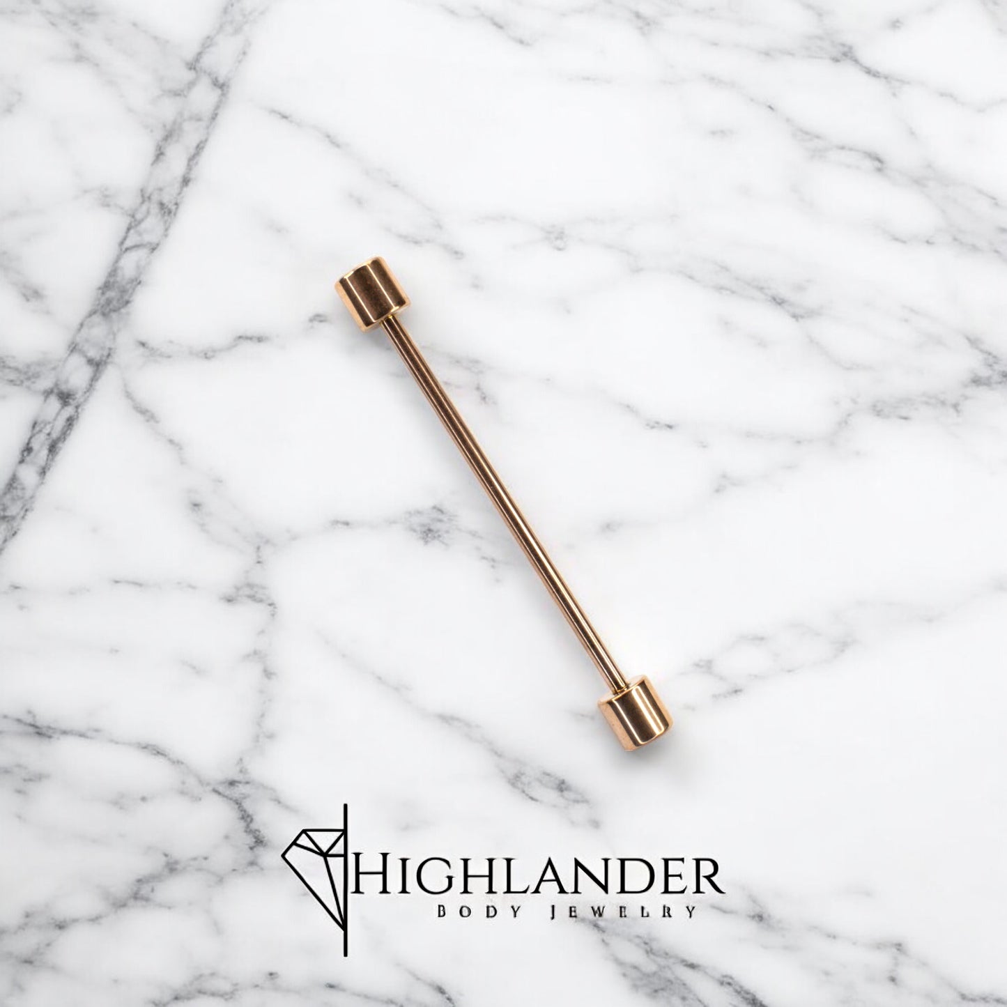 Rose Gold IP Cylinder Ends Industrial Barbell