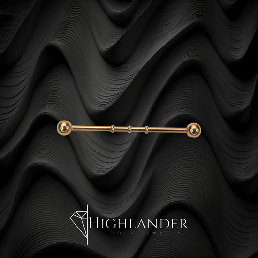 Rose Gold Triple Banded Industrial Barbell