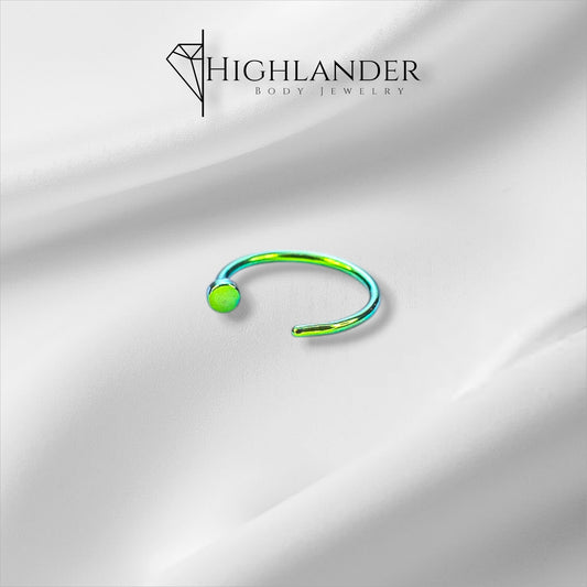 Green Flat End Nose Hoop