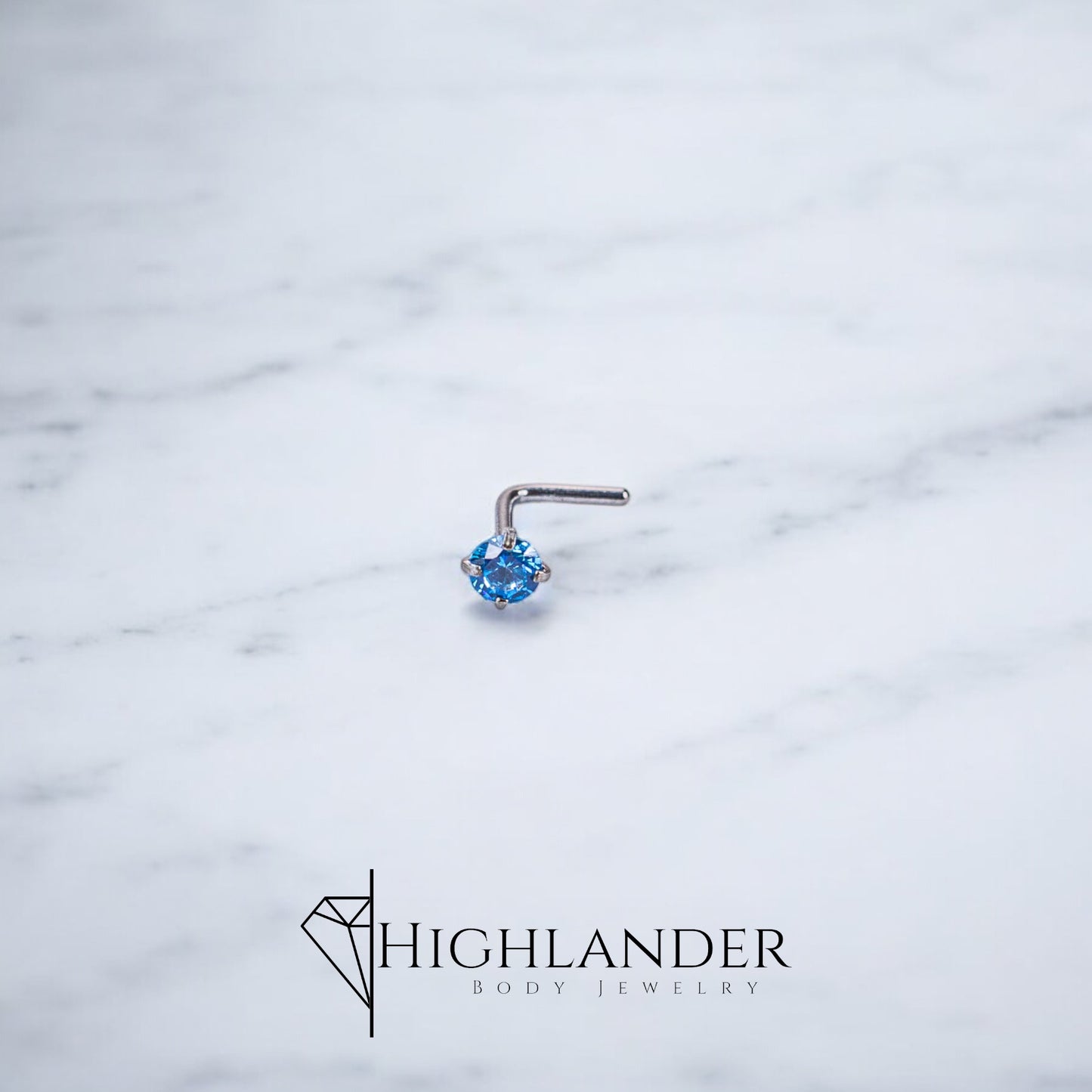 Aqua Prong Set Round CZ Nose Stud