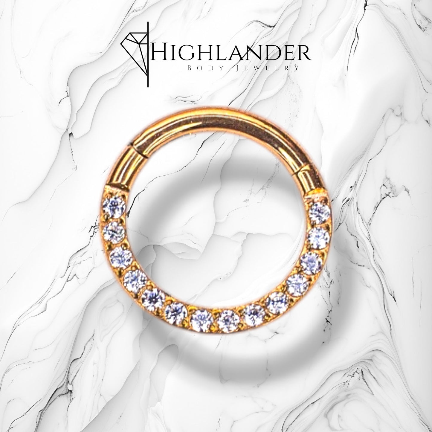 Rose Gold Clear CZ Paved Septum Clicker Ring