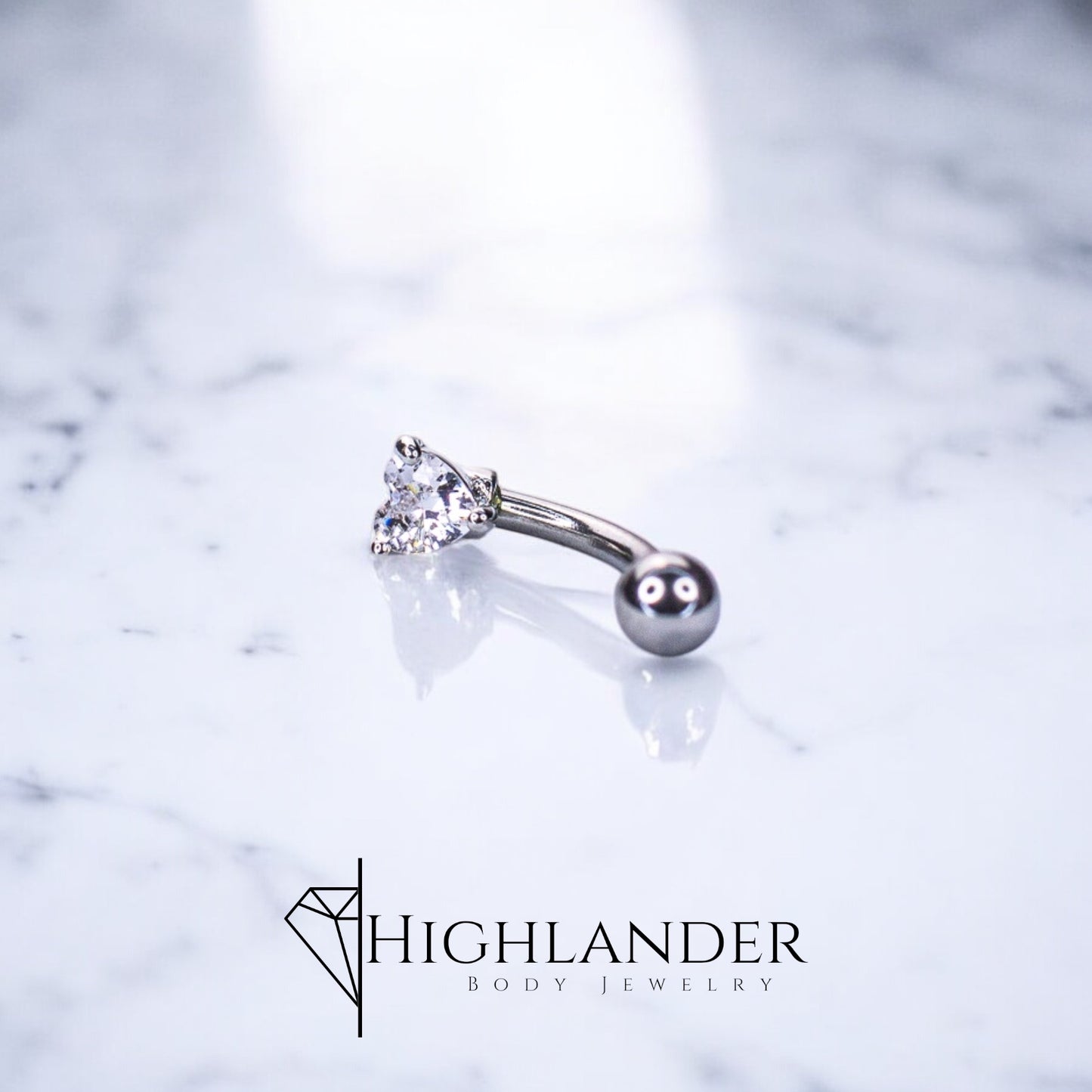 Clear CZ Heart Eyebrow Curved Barbell