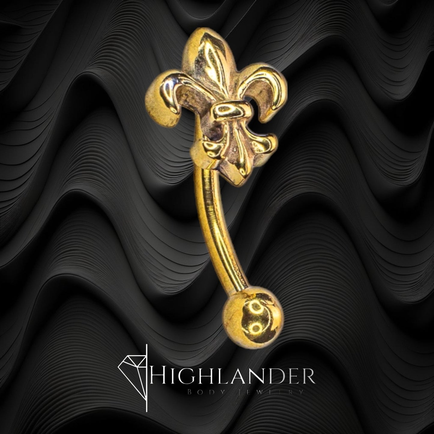 Gold Fleur De Lis Eyebrow Curved Barbell