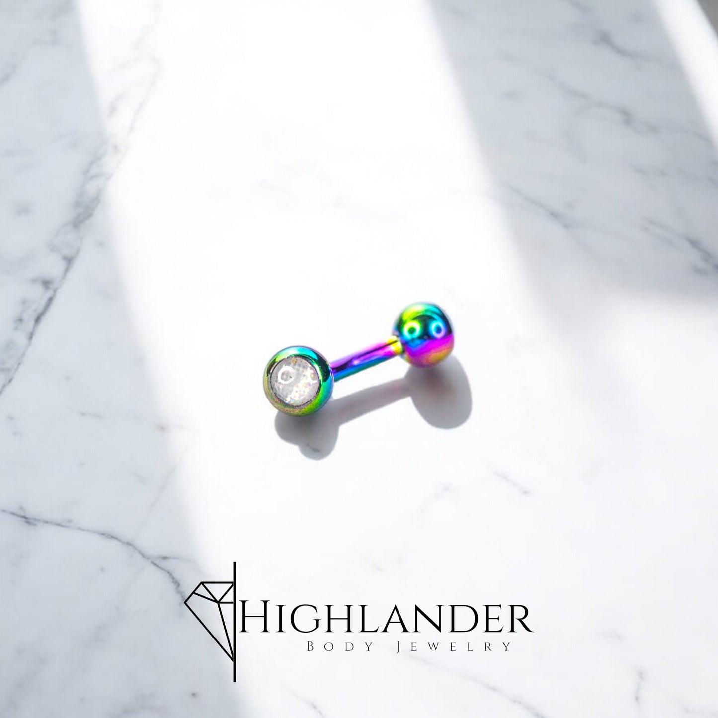 Rainbow White Illuminating Stone Eyebrow Curved Barbell