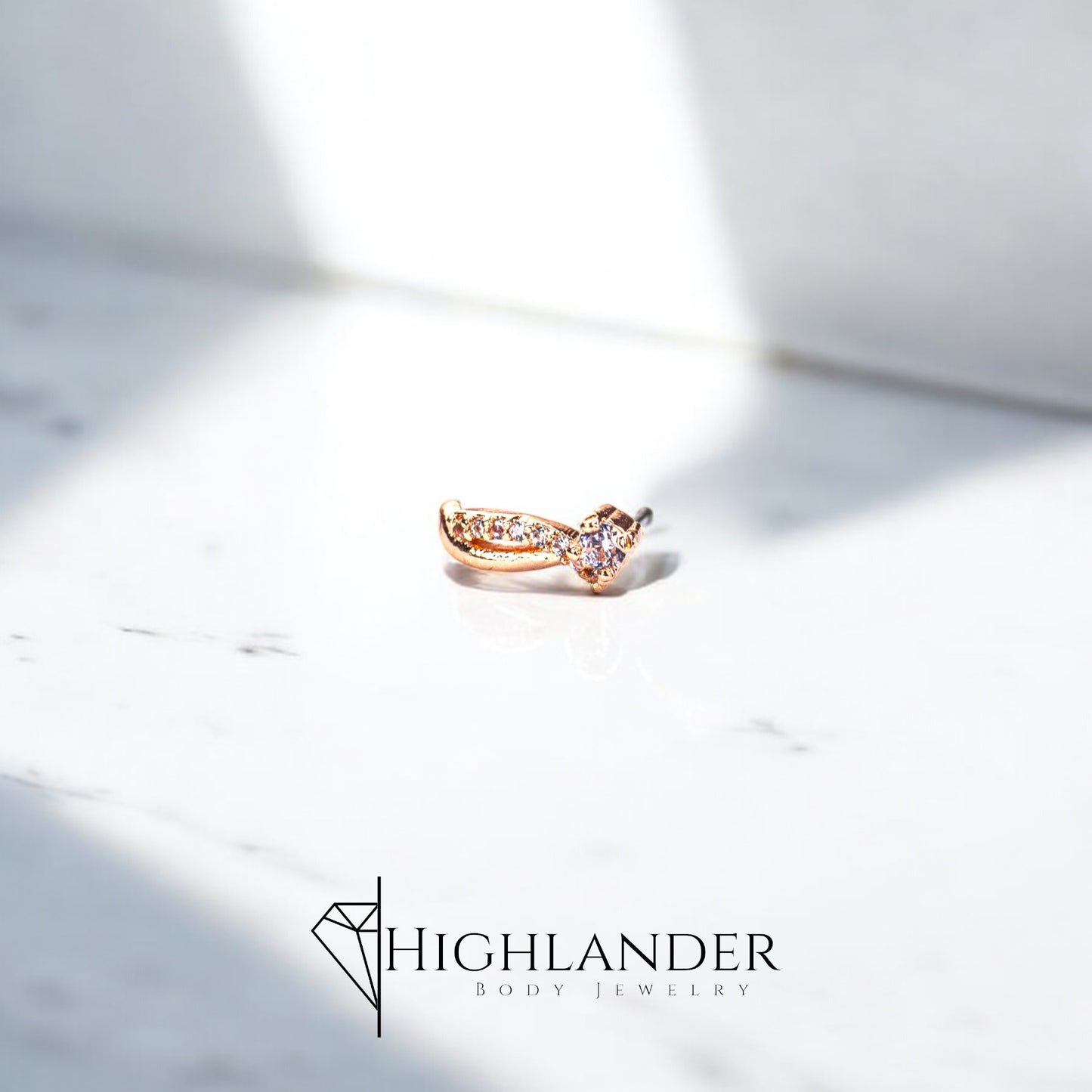 Rose Gold Clear CZ Infinity Nose Stud