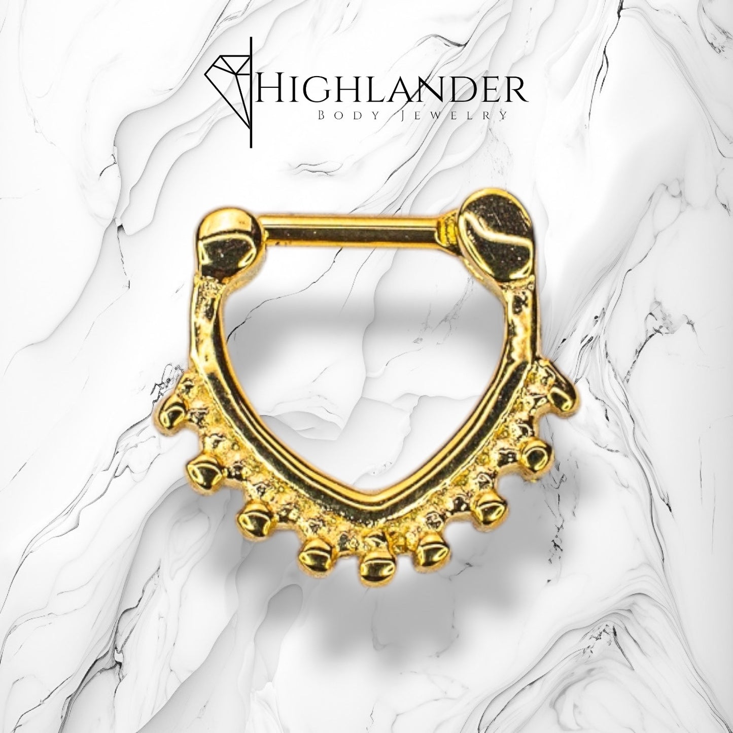 Gold Vintage Beaded Septum Clicker Ring