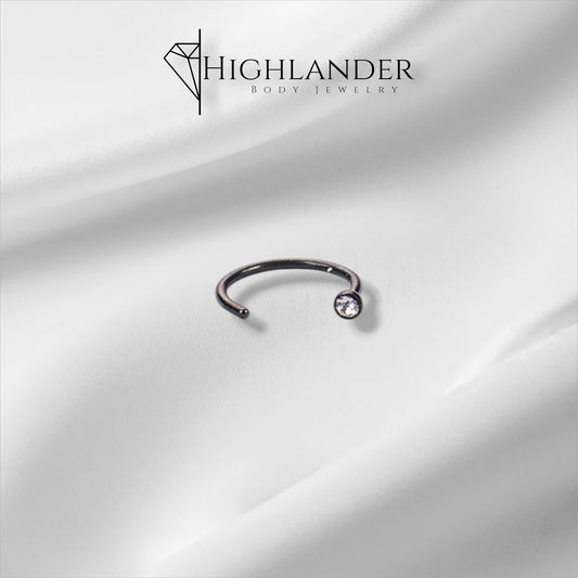 Black Clear CZ Flat End Nose Hoop