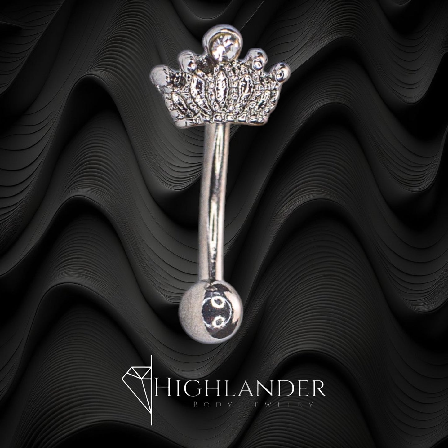 Crown with Clear CZ Eyebrow Curved Barbell