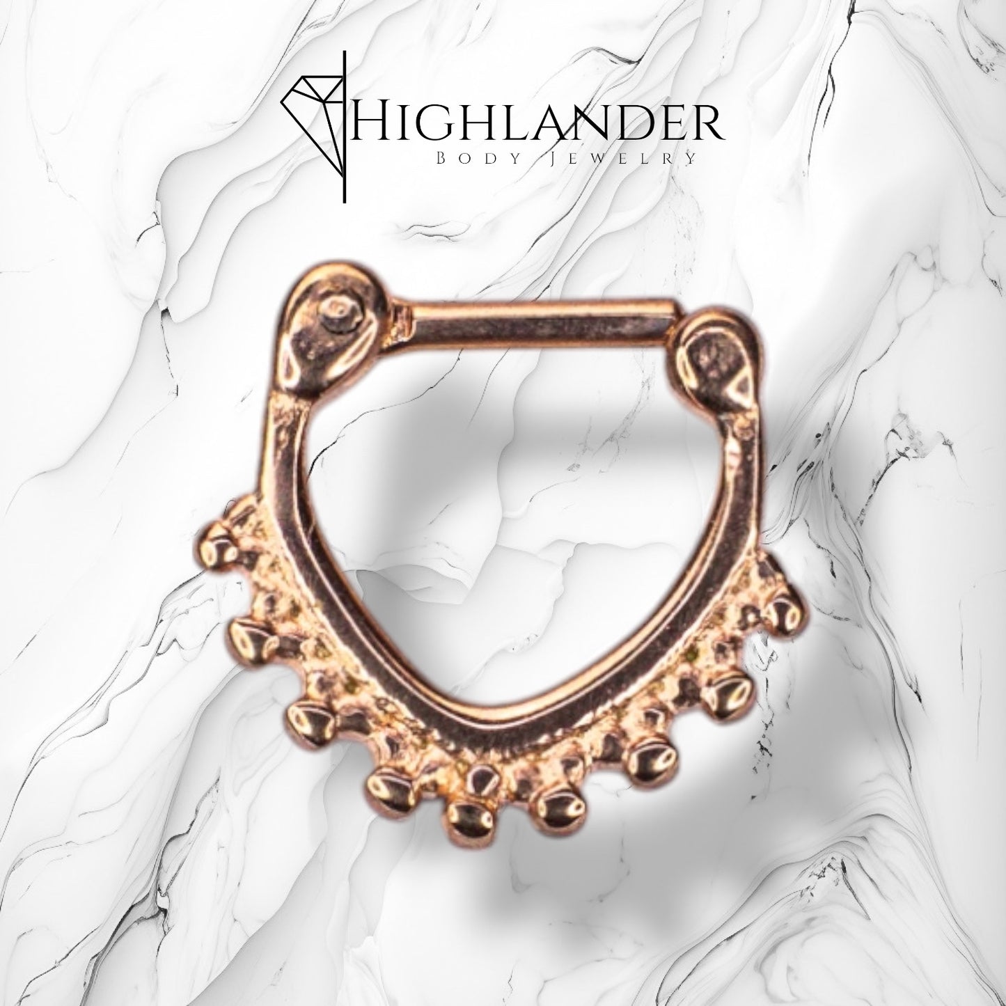 Rose Gold Vintage Beaded Septum Clicker Ring