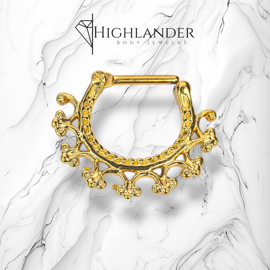 Gold Fleur De Lis Septum Clicker Ring