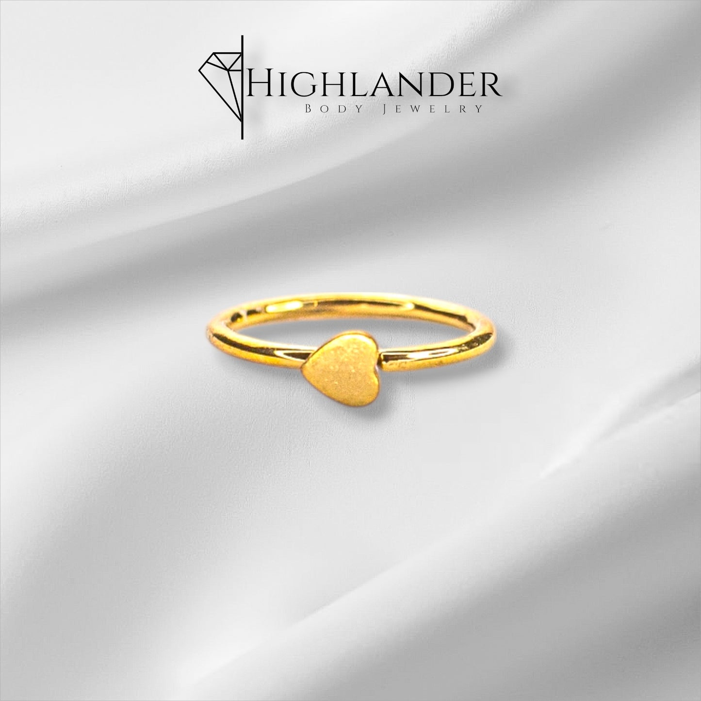 Gold Heart Nose Hoop