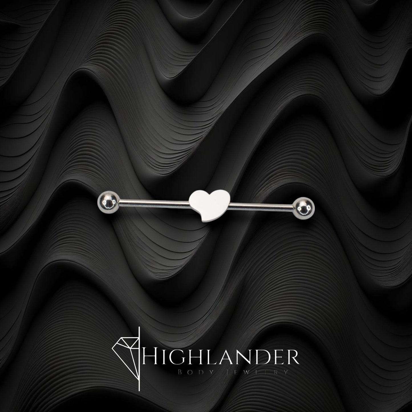 Silver Heart Center Industrial Barbell