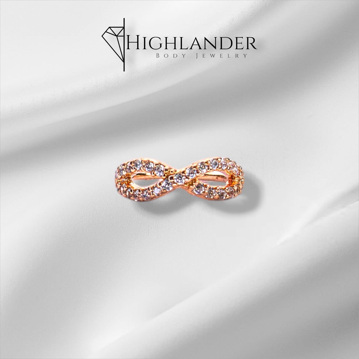 Rose Gold Clear CZ Lined Infinity Nose Hoop