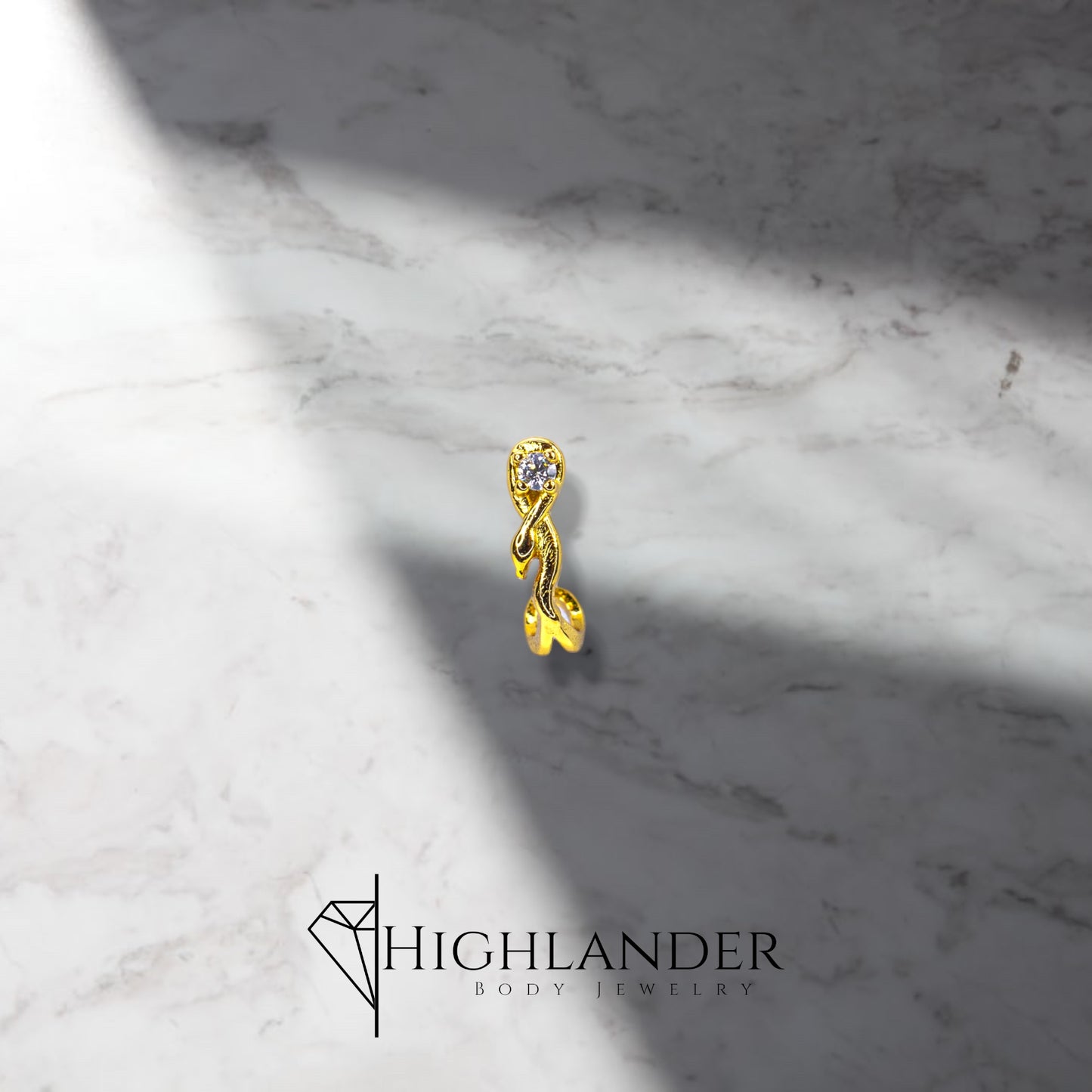 Gold Clear CZ Infinity Nose Stud