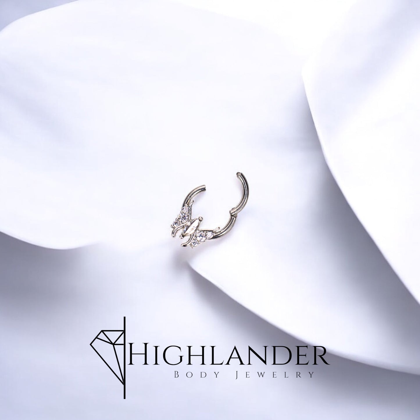 Clear CZ Butterfly Septum Clicker Ring