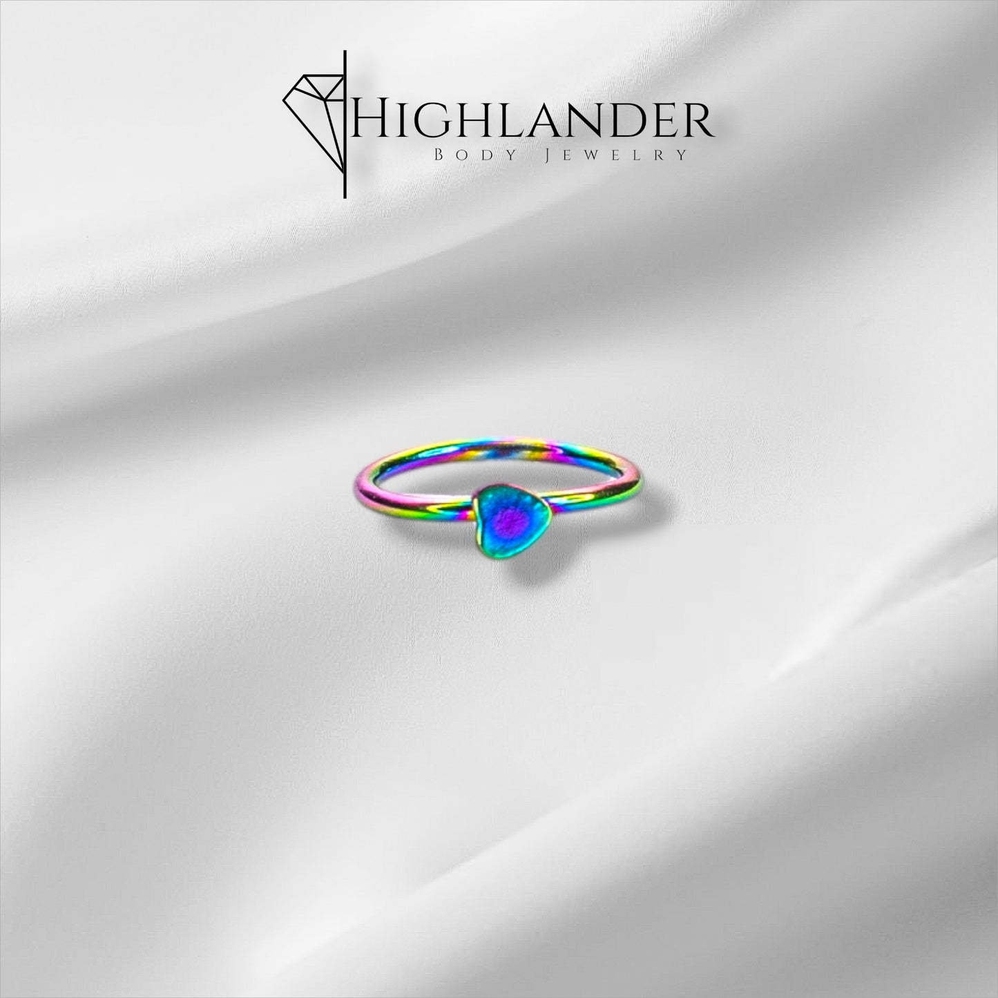 Rainbow Heart Nose Hoop