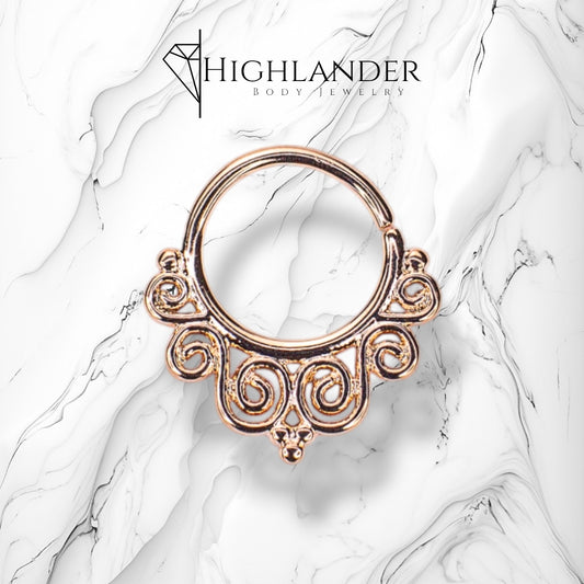 Rose Gold Curls Bendable Septum Ring