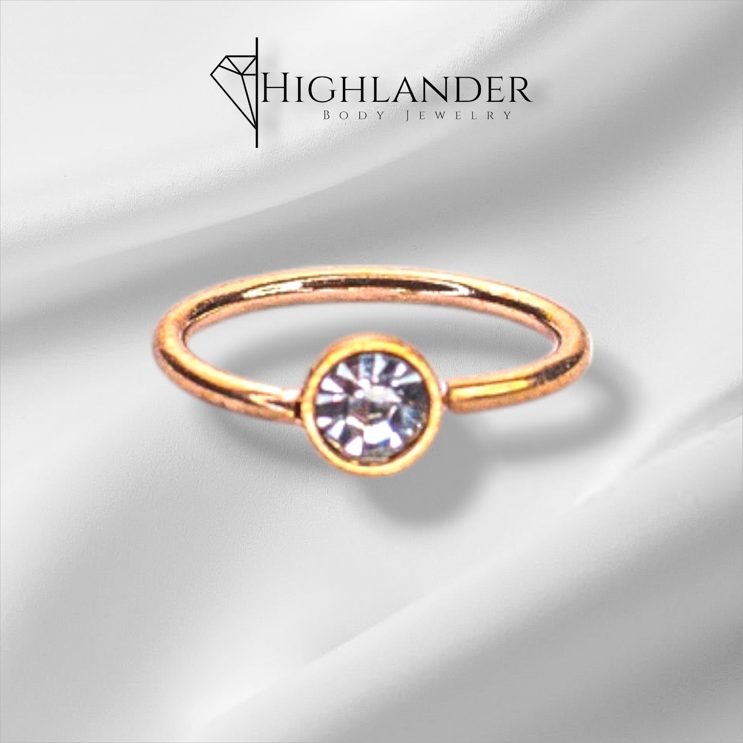 Rose Gold Clear CZ End Nose Ring