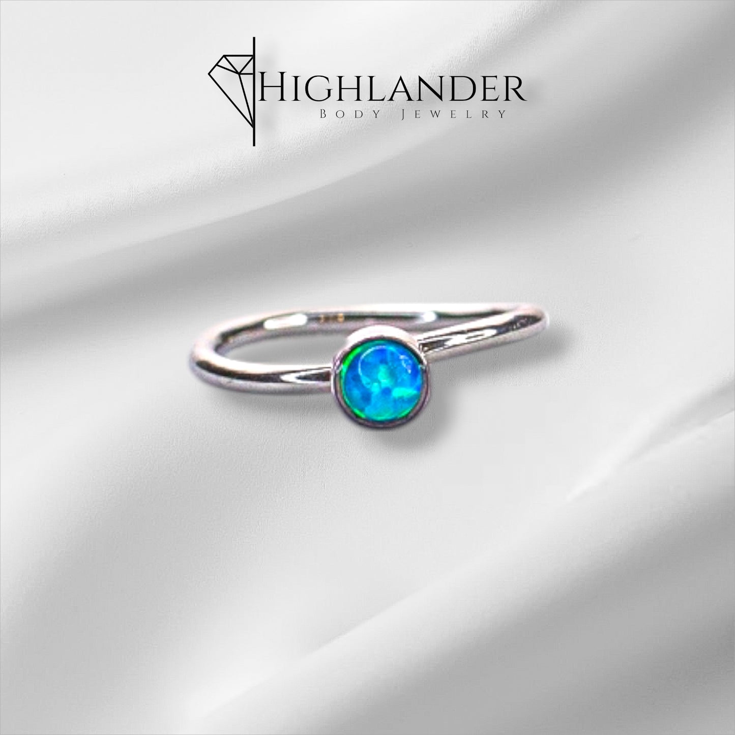 Blue Opal Nose Hoop