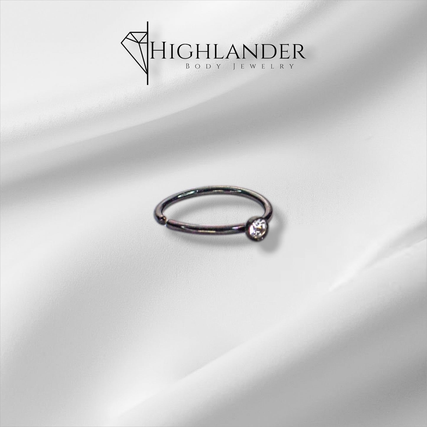 Black Tiny Clear CZ Nose Hoop