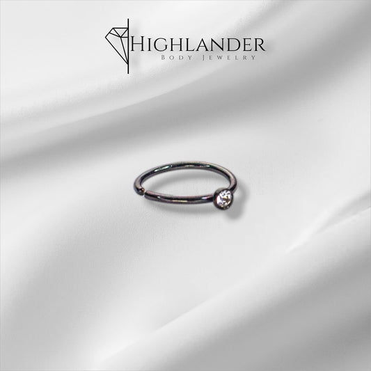 Black Tiny Clear CZ Nose Hoop