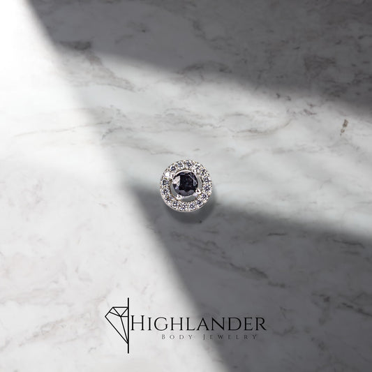 Black CZ with Clear CZ Halo Nose Stud