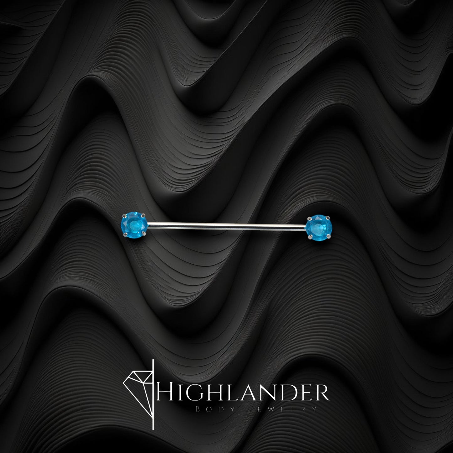 Aqua CZ Push In Ends Industrial Barbell