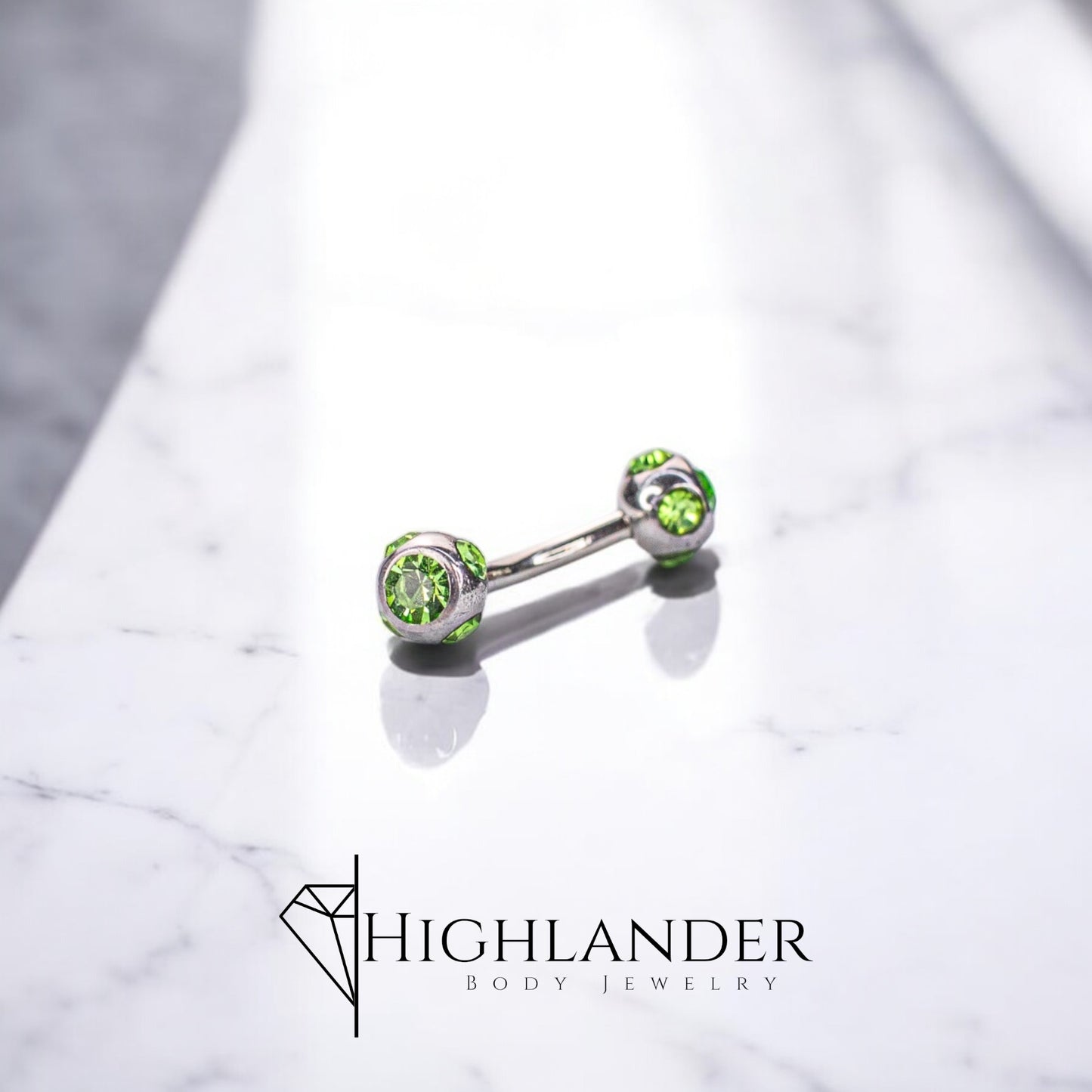 Multi Gem Green CZ Eyebrow Curved Barbell