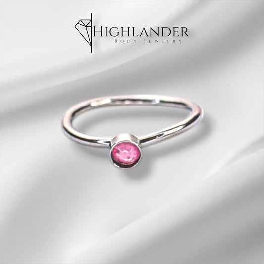 Pink Illuminating Stone Nose Hoop