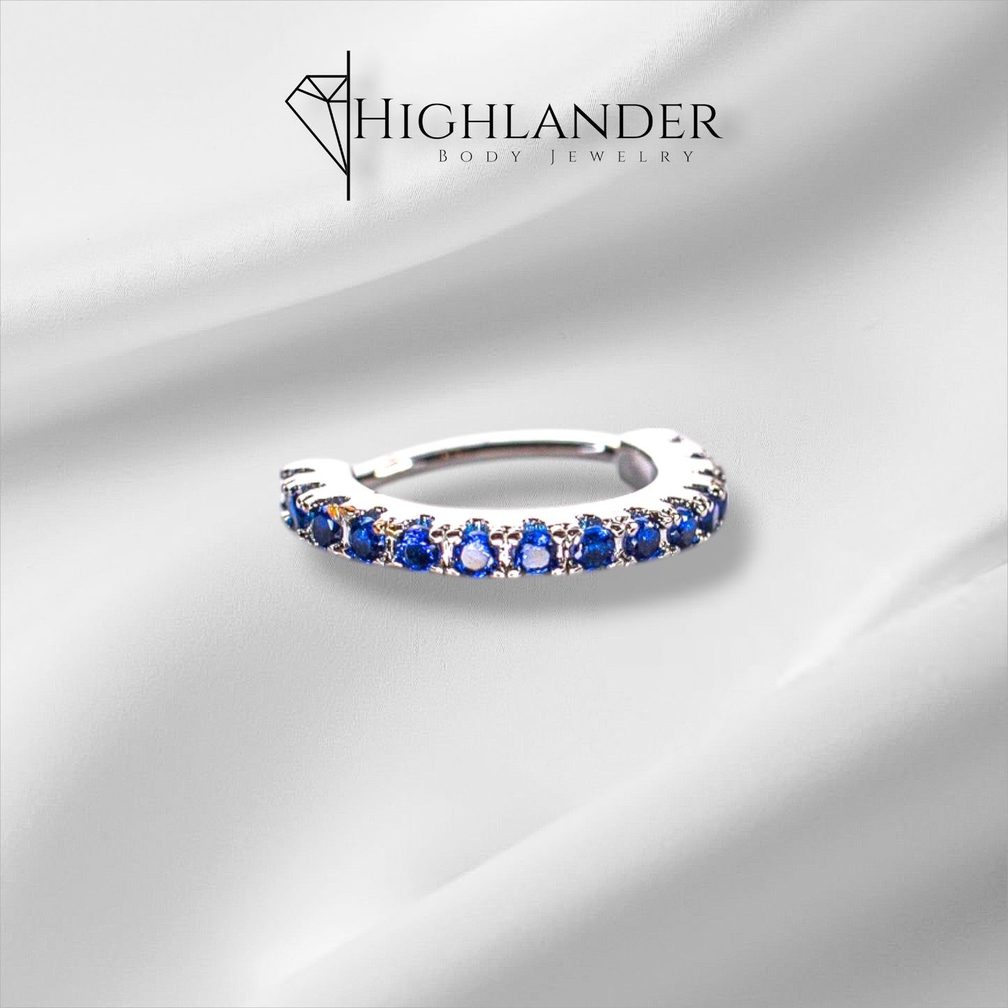 Sapphire Blue CZ Lined Nose Hoop