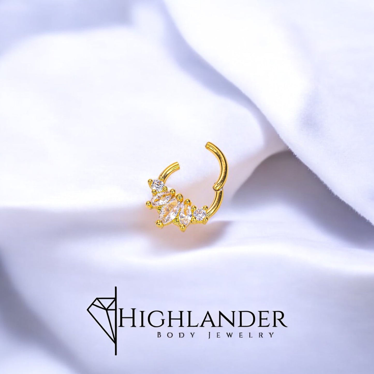 Gold Five Marquise Cut Septum Clicker Ring