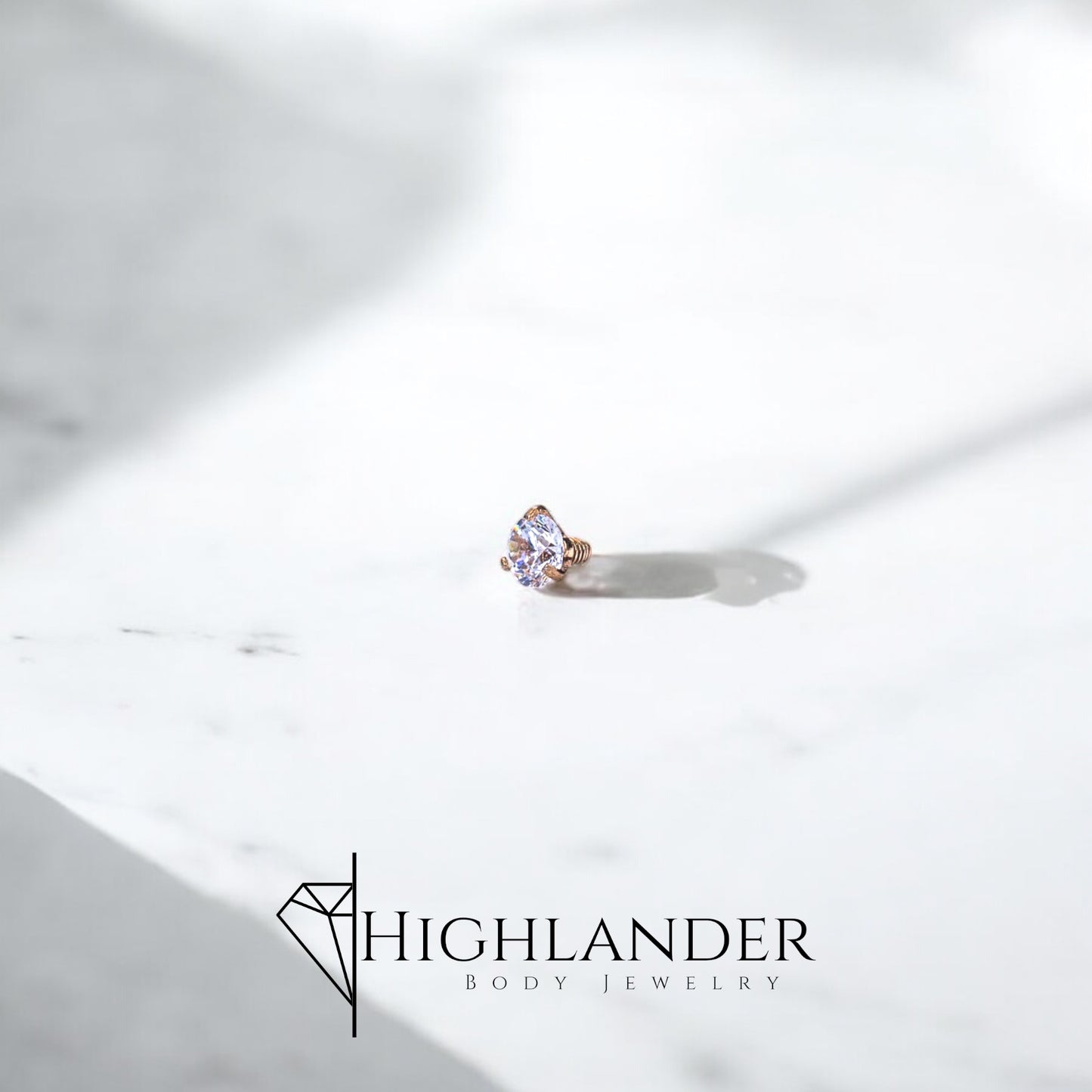 Rose Gold Prong Set Clear CZ 3mm Dermal Top