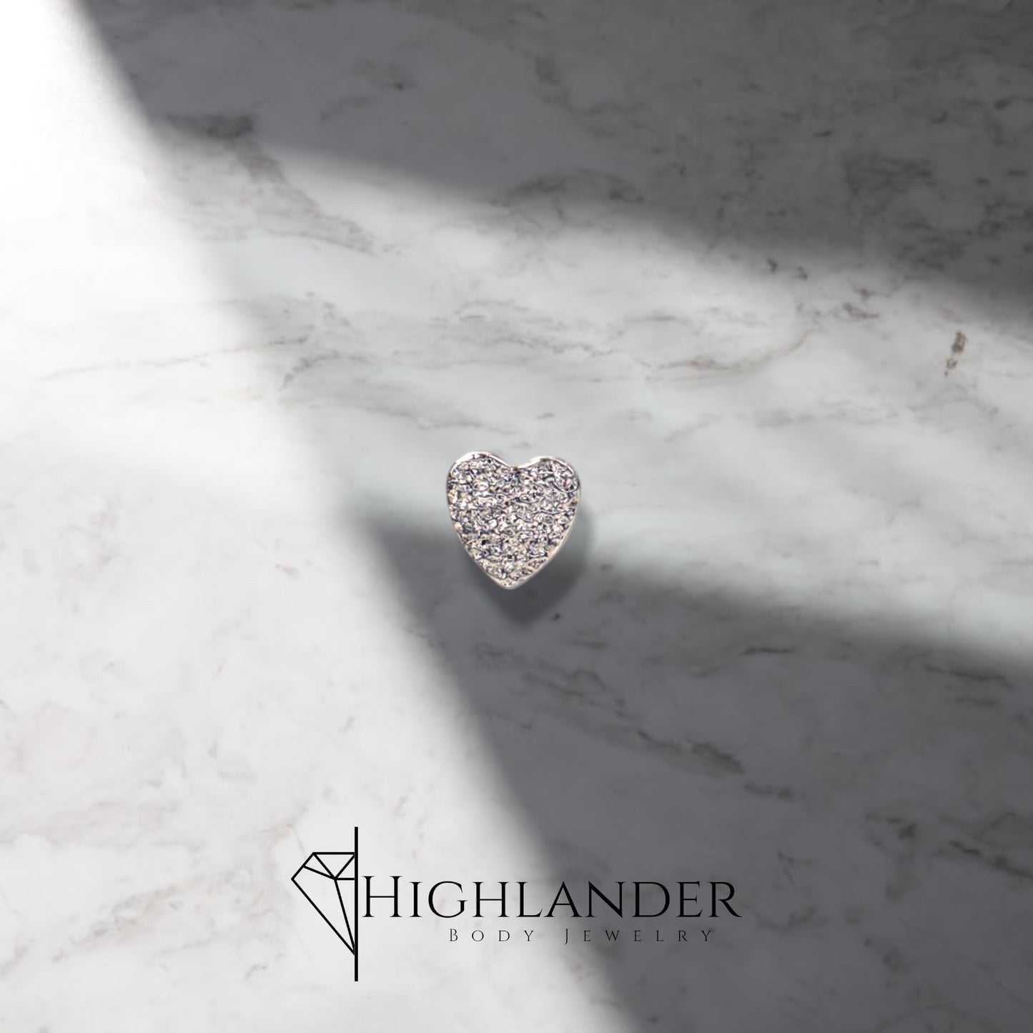 Sandblasted Heart Nose Stud