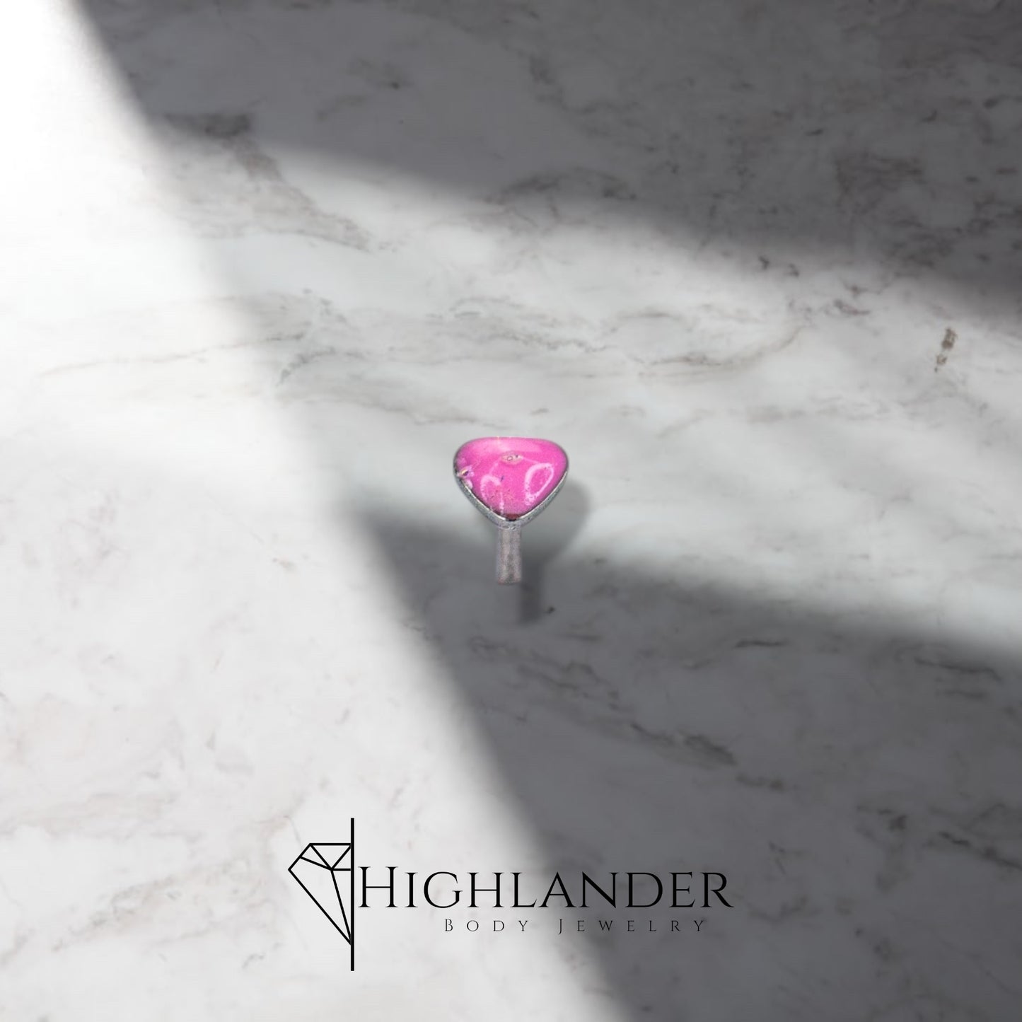 Pink Glitter Epoxy Heart Nose Stud