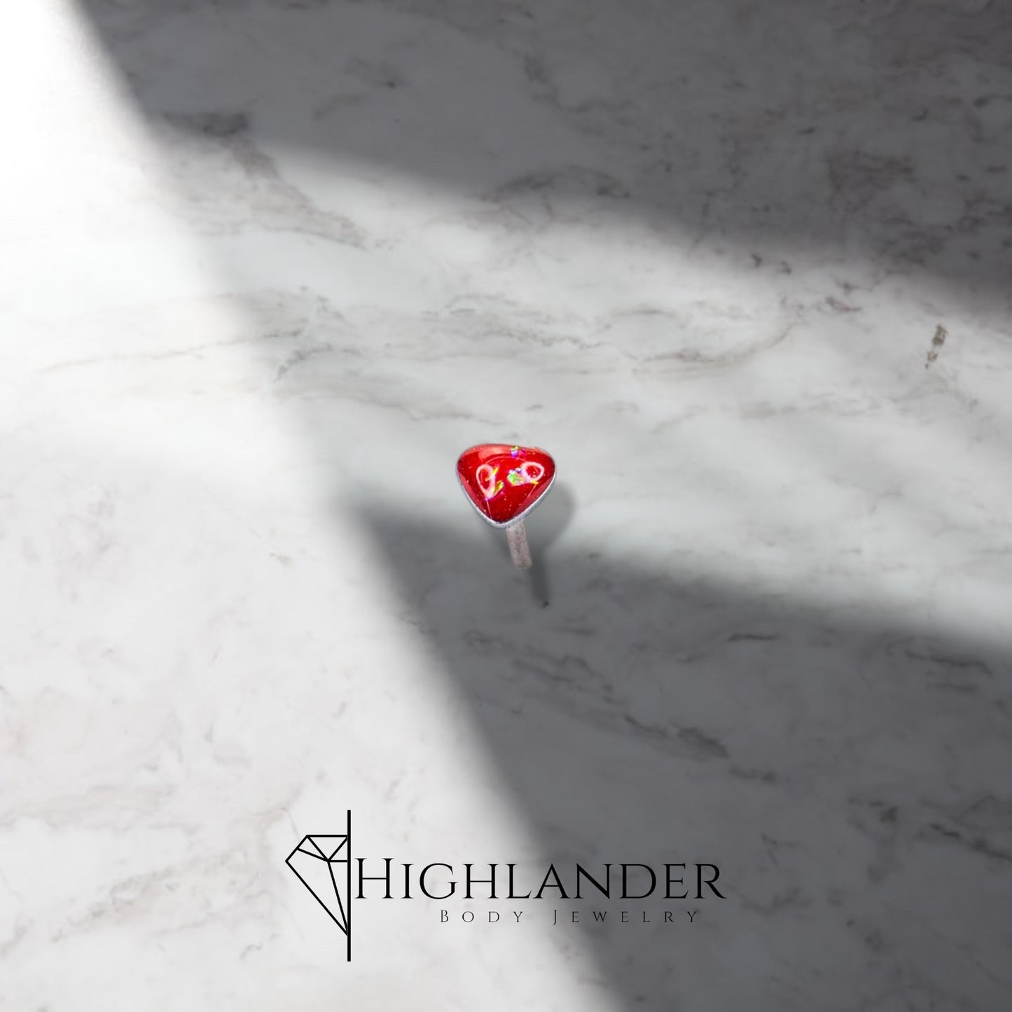 Red Glitter Epoxy Heart Nose Stud