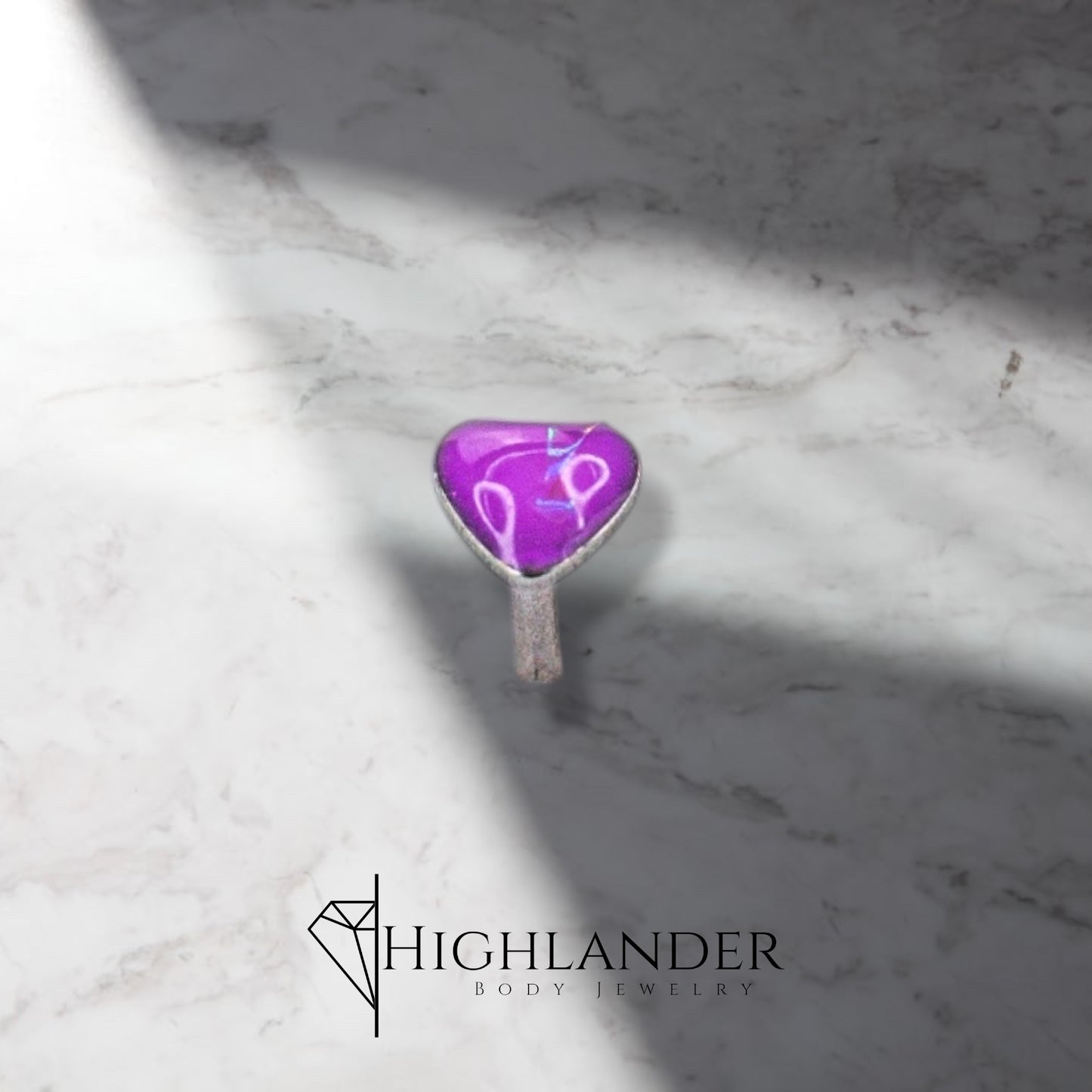 Purple Glitter Epoxy Heart Nose Stud