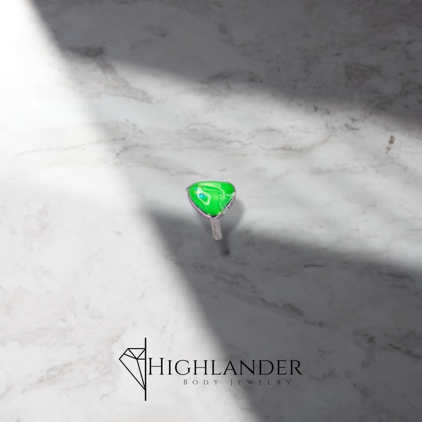 Green Glitter Epoxy Heart Nose Stud