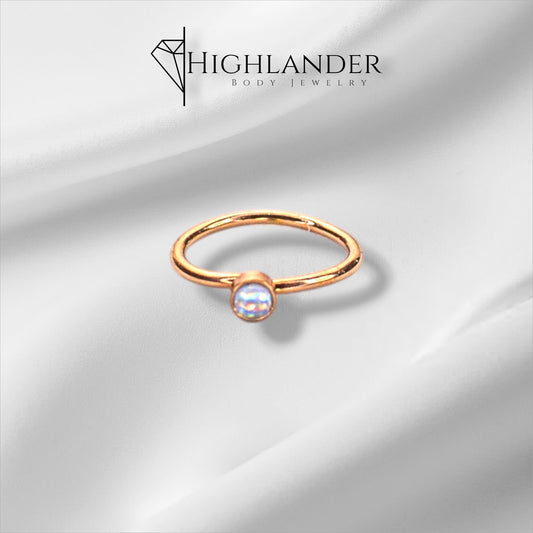 Rose Gold White Illuminating Stone Nose Hoop