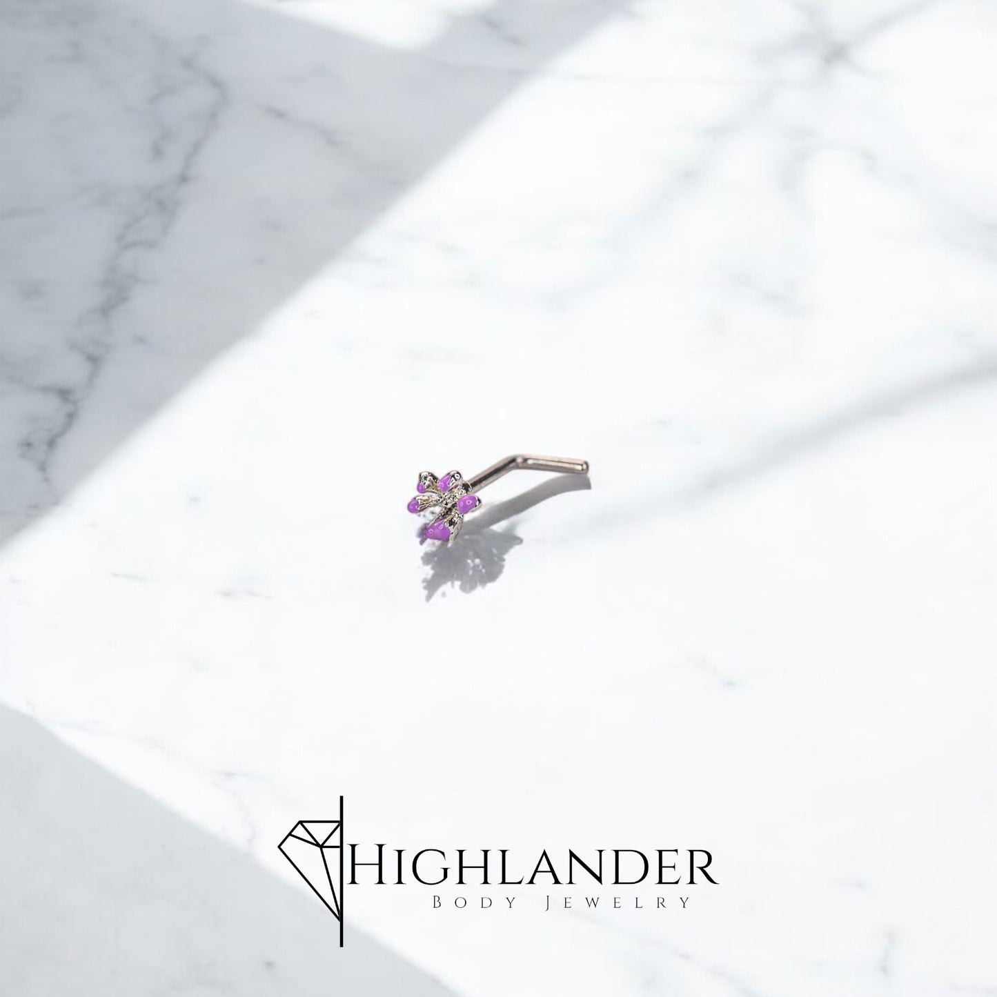 Purple Enamel Flower Nose Stud