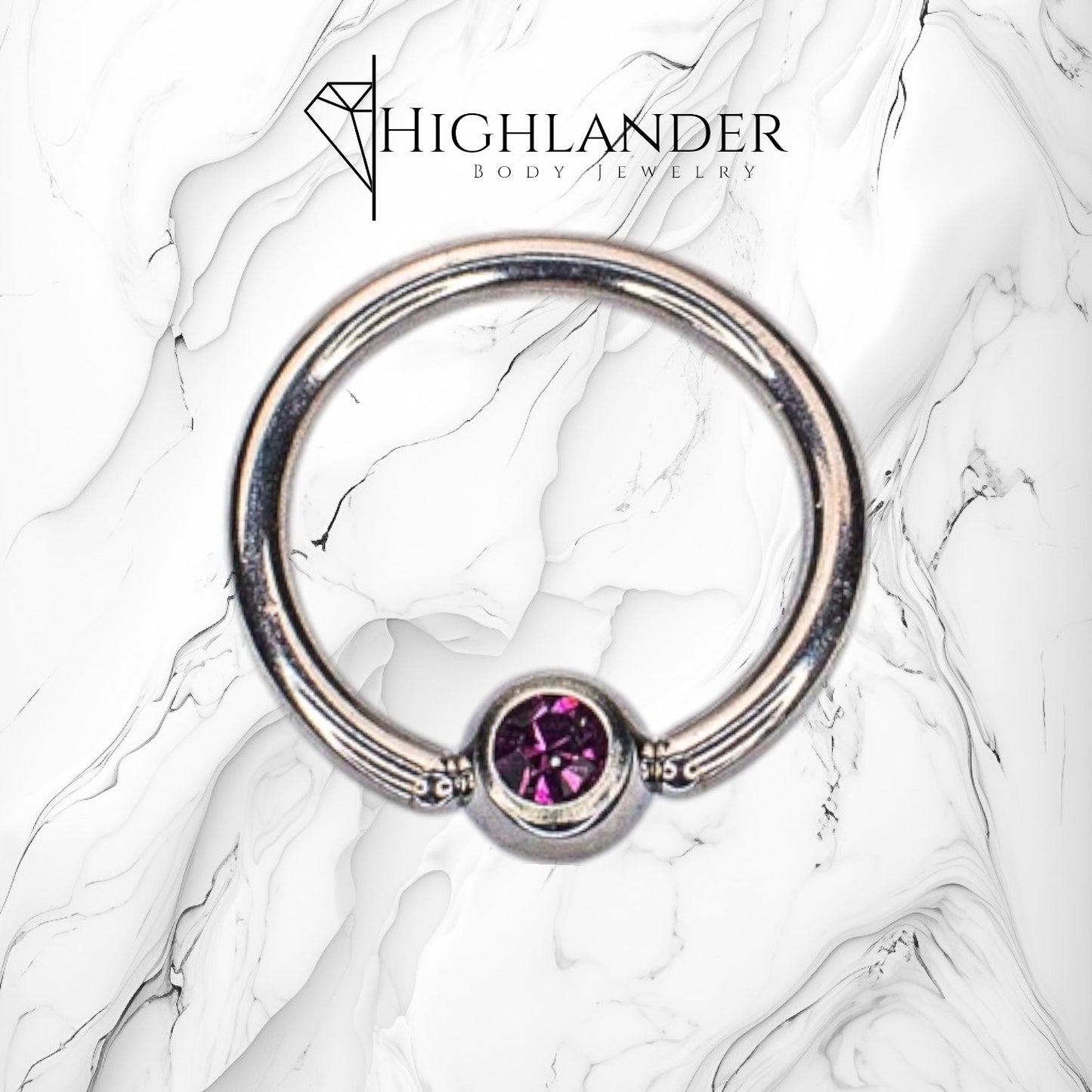 Purple CZ Captive Bead Septum Ring