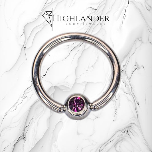 Purple CZ Captive Bead Septum Ring