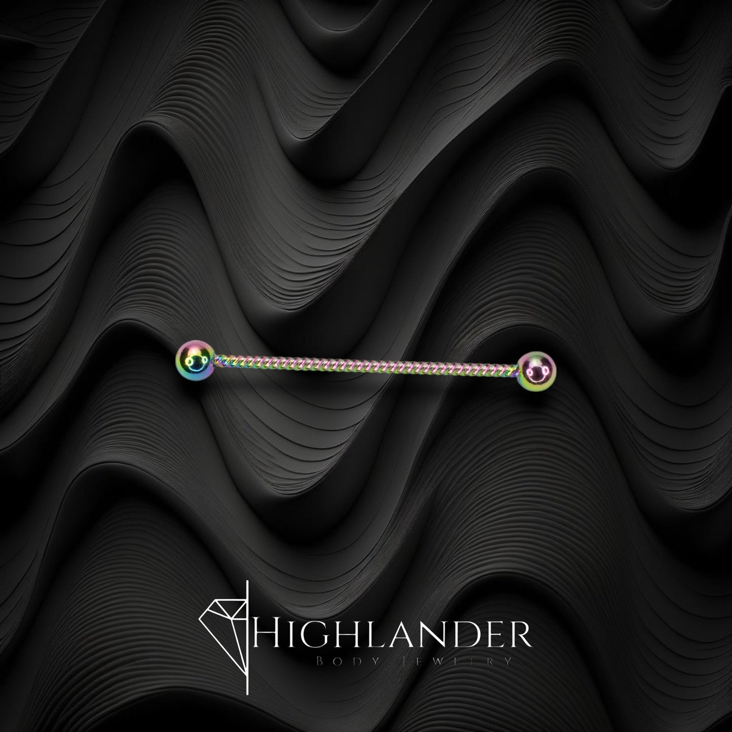 Rainbow Twisted Industrial Barbell