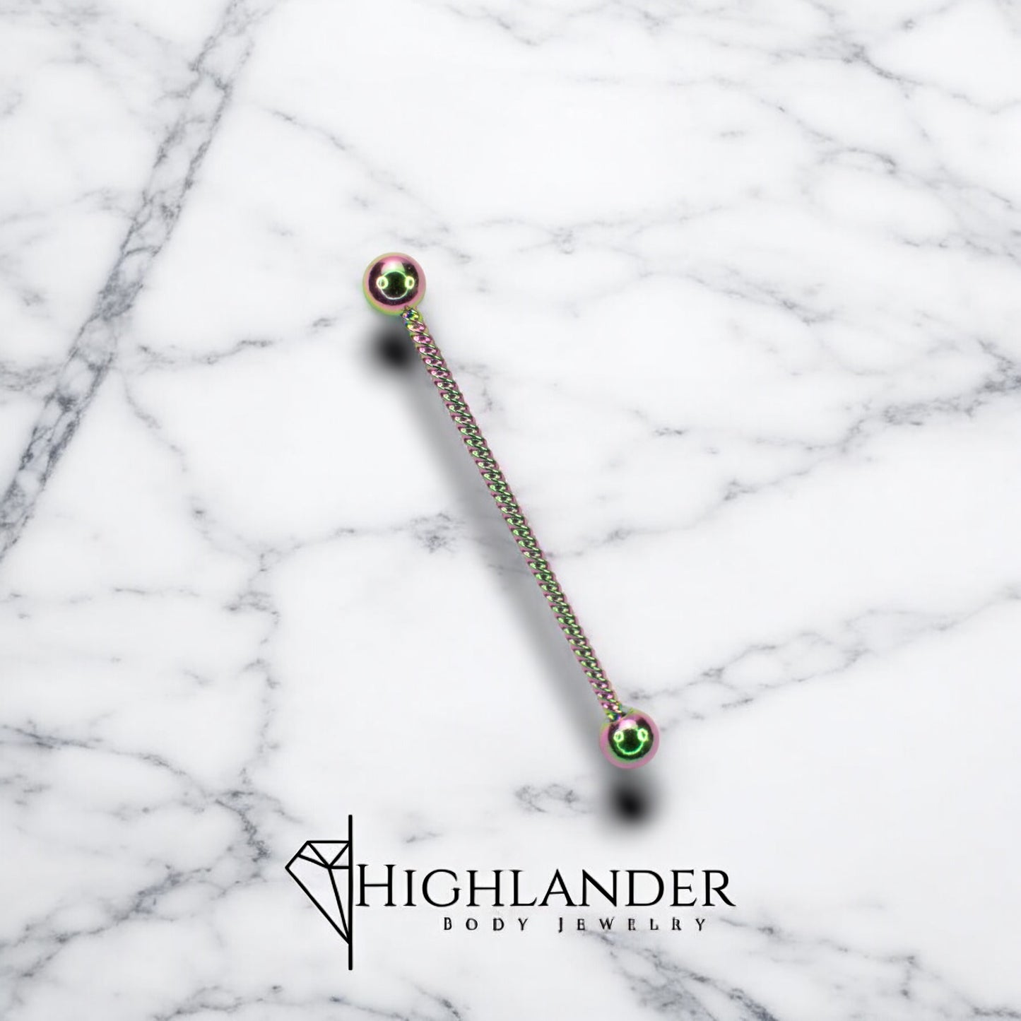 Rainbow Twisted Industrial Barbell